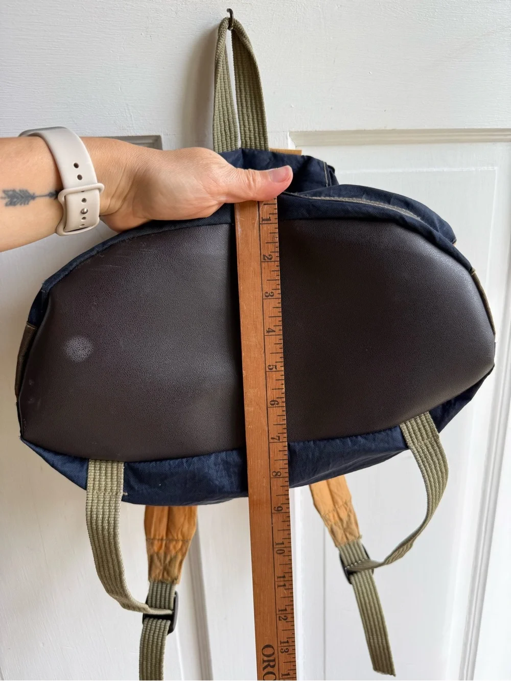 Cherokee Vintage 90s Navy, Mustard & Brown Canvas Roll-Top Backpack